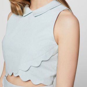 BCBGeneration Scalloped Denim Crop Top